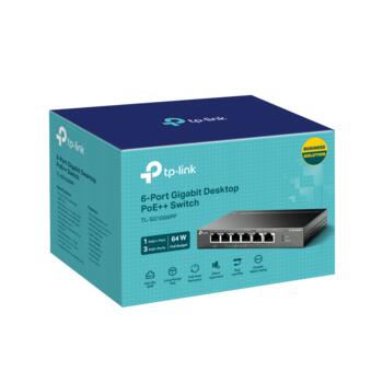 6-портовый гигабитный коммутатор с 3 портами PoE+ и 1 портом PoE++, TP-Link, TL-SG1006PP, 6× 10/100/1000Mbps RJ45 Ports, Fanless (TL-SG1006PP)