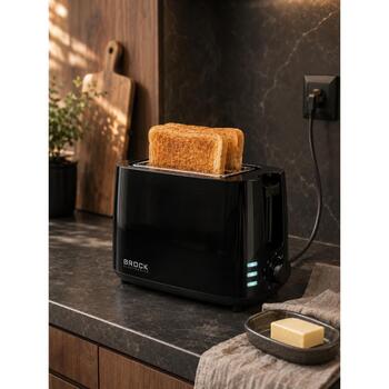 Brock BT 1005 BK tosteris, 800W, 2 maizītes, 6 līmeņi, atkausēšana, uzsildīšana, drupaču paplāte (BT 1005 BK)