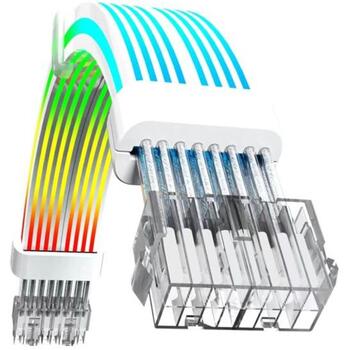 Gamemax barošanas kabeļa pagarinātājs VGA/CPU 2x8PIN-W, 30cm, 7A, 2x8-kontaktu savienotājs, RGB LED apgaismojums (VGA/CPU 2x8PIN-W)