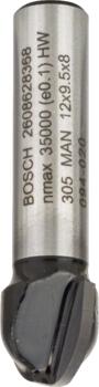 Divpus.pusap.frēze, HM R=6 mm, l=9,5 mm,kāts 8mm, Rokas frēzēm, malu frēzēm IELIEKTO GROPJU FRĒZE STANDARD FOR WOOD, 2608628368 BOSCH (2608628368)