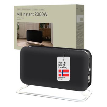 Konvekcijas sildītājs ar 2000 W jaudu trim jaudas līmeņiem piemērots 5–20 m² telpām melns SG2000LED Mill (SG2000LED BLACK)