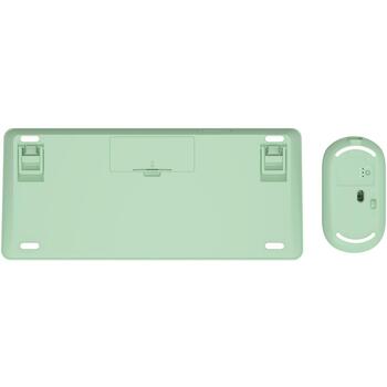 Trust клавиатура и мышь Lyra 24942, 3x соединение, 1200 DPI, аккумулятор, зарядка USB Type-C, зеленый (24942)