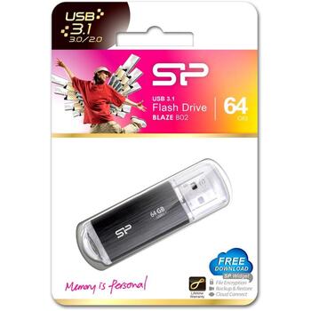 Silicon Power Blaze B02 флешка SP064GBUF3B02V1K, 64 ГБ, USB Type-A, 3.2 Gen 1, черная (SP064GBUF3B02V1K)