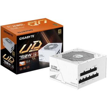 Gigabyte Datora barošanas bloks UD750GM PG5 ICE, 750W, 100-240V, 50/60Hz, 80 PLUS Gold, pilnībā modulārs, aktīvā dzesēšana (GP-UD750GM PG5 ICE)