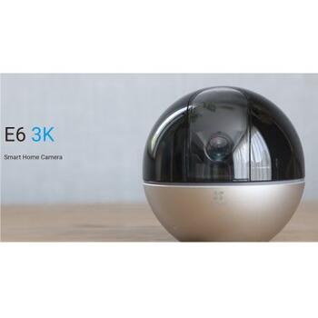 Ezviz E6 CS-E6-V2 внутренняя 5MP 2K умная 360° камера, Wi-Fi/LAN, MicroSD до 512GB, ночное видение 10м, серая (CS-E6-V2)