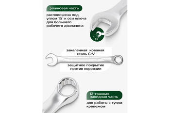 Rockforce Kombinēto atslēgu komplekts RF-T5161, 16 gab., 6-19, 22, 24 mm, CrV, antikorozijas pārklājums (RF-T5161)