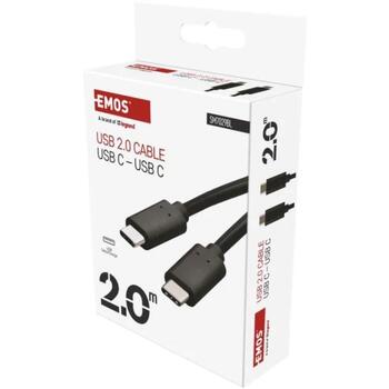 Emos Кабель для зарядки и передачи данных SM7029BL, 2 м, 100 Вт, 480 Мбит/с, черный, PVC, C-C разъемы (SM7029BL)