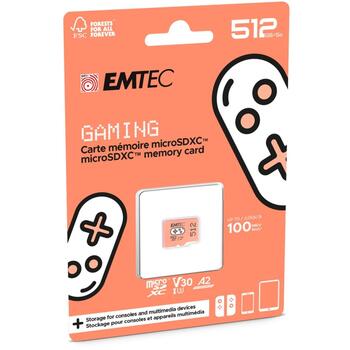 Emtec microSDXC 512GB UHS-I U3 V30 A2 Gaming ECMSDM512GXCU3G, 512GB, 100MB/s, UHS-I, V30, A2, оранжевый (ECMSDM512GXCU3G)