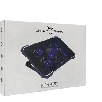 White Shark Охлаждающая подставка ICE-GHOST, ICE-GHOST, 2 USB, 5 вентиляторов, 1000-2500 об/мин, 5-15 дБ, 6 уровней высоты (ICE-GHOST)