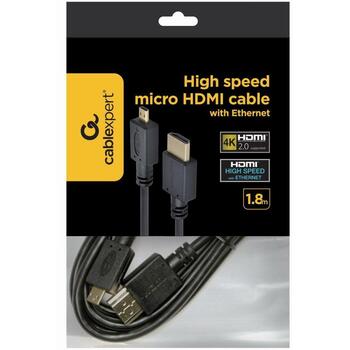 Gembird HDMI kabelis 1.8m CC-HDMID-6, HDMI Type A, HDMI Type D, zelta kontakts, melns (CC-HDMID-6)