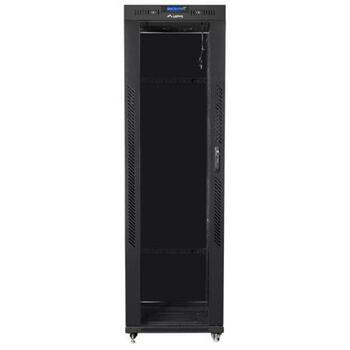Lanberg Установка шкафа 19 42U FF01-6642-12BL, 600mm, 42U, 800kg, IP20, LCD дисплей, 4 вертикальные направляющие, 2 вентилятора (FF01-6642-12BL)