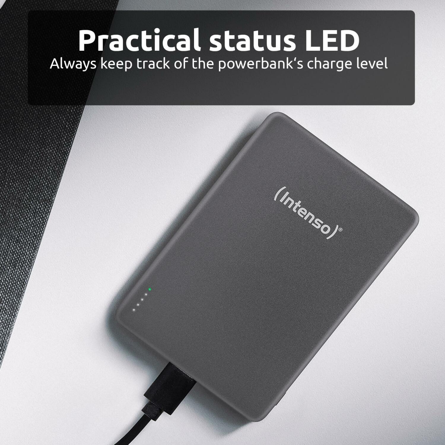 Intenso Power Bank 7344034 10000 мАч, 20 Вт USB-C PD, 15 Вт беспроводная зарядка, совместим с MagSafe, серый (7344034)