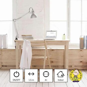 Emos Удлинитель P1421R, 1,5м, 4x2P+PE, 3680W, PVC, с выключателем, защита от детей (P1421R)