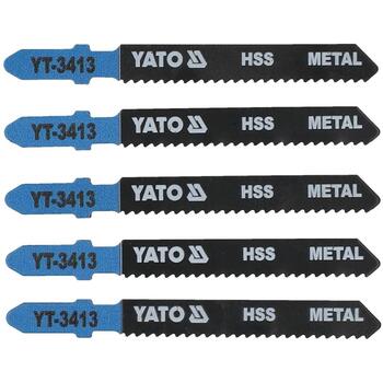 Yato пилка для лобзика YT-3413, 12 TPI, 75 мм, 8 мм, 1.0 мм, 50 мм, HSS, 5 шт, тип T, для металла (YT-3413)