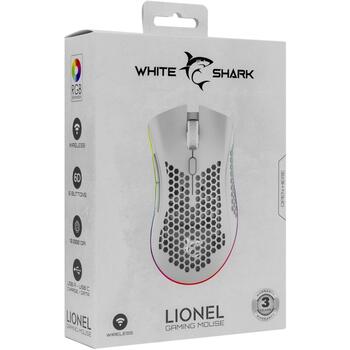 White Shark WGM-5012 Lionel White LIONEL-W, беспроводная игровая мышь, 6 кнопок, 100-10000 DPI, 20G, 500 мАч, USB/Bluetooth, RGB (LIONEL-W)