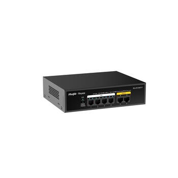 Ruijie RG-ES106F-P 6-портовый PoE коммутатор, 4x10/100 Mbps PoE, 1x10/100 Mbps uplink, бюджет PoE 60W, 30W/порт, защита 4kV (RG-ES106F-P)