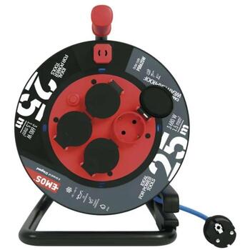 Emos Кабельная катушка с мобильным центром P08625W, 25 м, 4, 16 A, 230 V, IP44, PVC, термическая защита (P08625W)