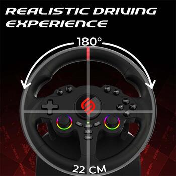 Subsonic Stūre SA5720-1, 180°, 22cm, 2 pedāļi, vadu, divkāršs vibrācijas motors, daudzpusīga saderība (SA5720-1)