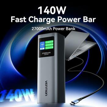 Vention Power Bank FKEH0, 27000mAh, 140W, Зарядка до 3 устройств, Удобен для путешествий (FKEH0)