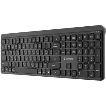 Gembird KB-WPS-03-CYRL bezvadu klaviatūra, 2.4G+BT, RU izkārtojums, 110 taustiņi, USB-C, melna (KB-WPS-03-CYRL)