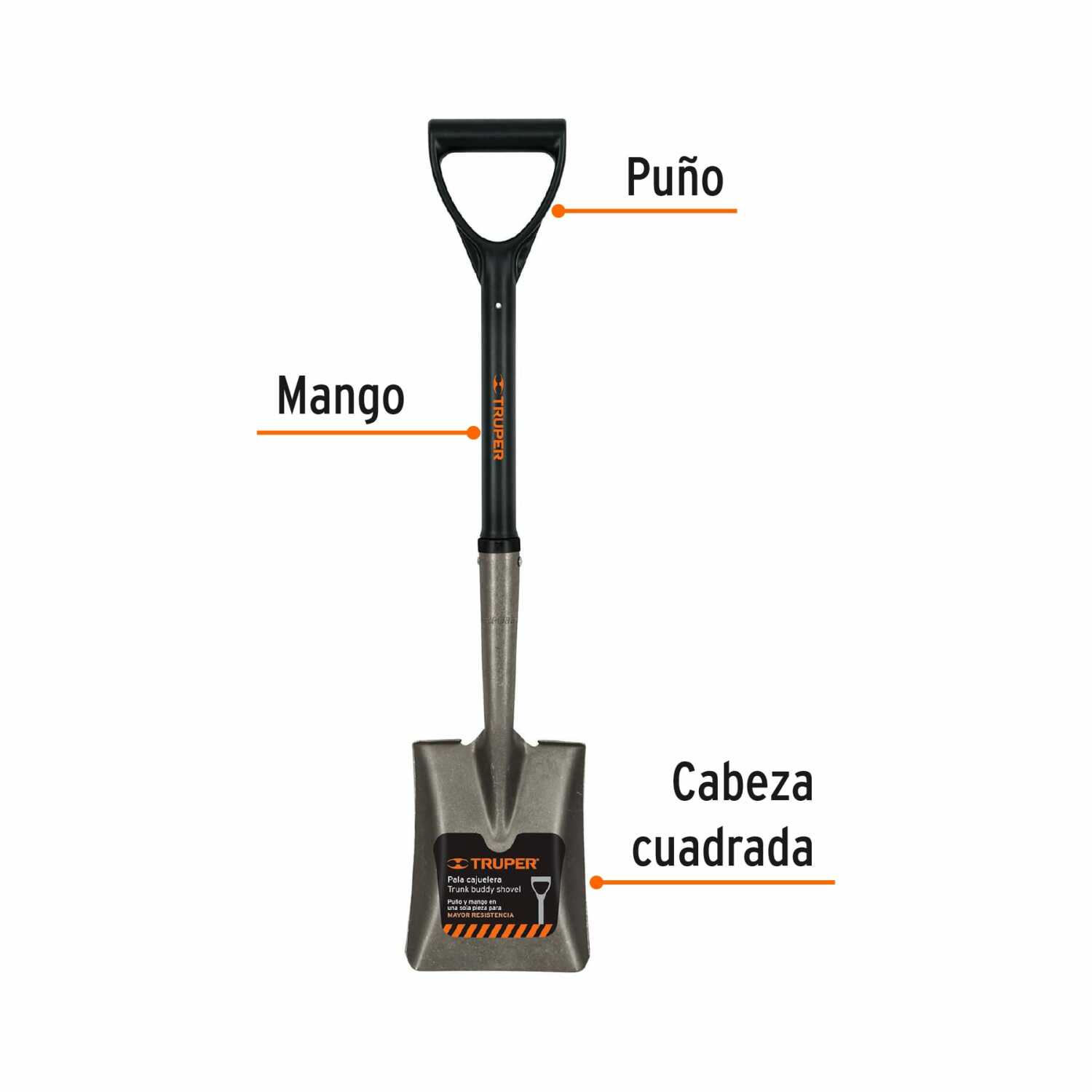 Mazā lāpsta 15x38cm, stikla šķiedras kāts, plastmasas D-rokturis, 71cm TR-BYFC TRUPER (TR-BYFC)