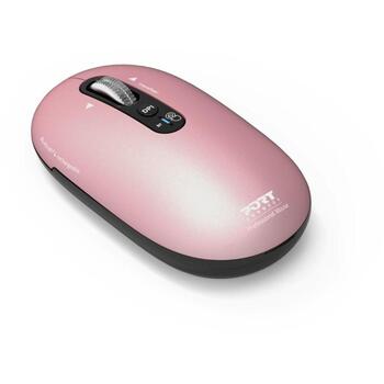 Port Connect PURE MAC 910503, bezvadu optiskā pele, Bluetooth, 1000/1600/2400/3200 DPI, 5 pogas, klusa skaņa, rozā (910503)