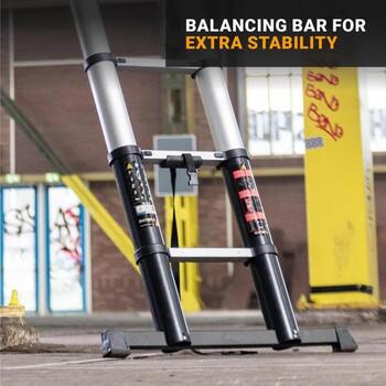 Batavia телескопическая лестница Giraffe PRO 7063670, 381 см, 460 см, 150 кг, 12 ступеней, алюминий, Soft Close, индикатор угла (7063670)