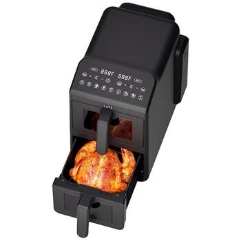 Lafe karstā gaisa friteris LAFFRY47476, 2460W, 2 grozi, 2 + 5l, elektroniskais panelis, melns (LAFFRY47476)