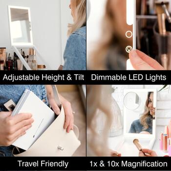 Rio Зеркало для макияжа LED MMAW-EU/1,0, 15 × 15 × 3см, 1x/10x увеличение, зарядка через USB-C, сенсорное управление (MMAW-EU/1,0)