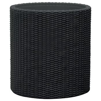 Keter Puķu pods Large Cylinder Planter 29197837939, 43,7x43,7x44,3cm, 2,81kg, rotangpalmas dizains, ūdens regulēšanas atvere (29197837939)
