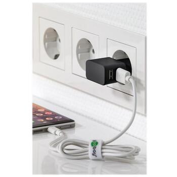 Goobay USB lādētājs 44951, 12W, 5V, 2.4A, 2x USB 2.0 Type A, 100-240V, melns (44951)