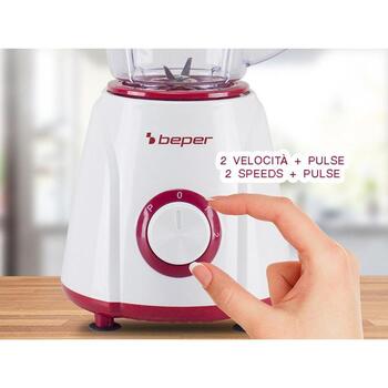 Beper Настольный блендер P102FRU501, 400 Вт, 1,5 л, 2 скорости, ножи из нержавеющей стали, противоскользящая основа (P102FRU501)