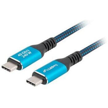 Lanberg USB-C кабель CA-CMCM-44CU-0005-BK, 0.5м, 240W, 8K60Hz, 40 Gbps, двойная защита, алюминиевые разъемы (CA-CMCM-44CU-0005-BK)