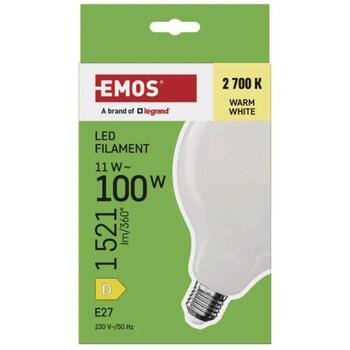 Emos LED лампочка G125 ZF2D62, 11 W, 230 V, 1521 lm, теплый белый, 360°, 25 000 часов, E27, класс D (ZF2D62)