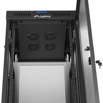 Szafa instalacyjna rack stojąca 19 cali 37U 600x600 drzwi perforowane LCD czarna (Flat pack) (FF01-6637-23BL)