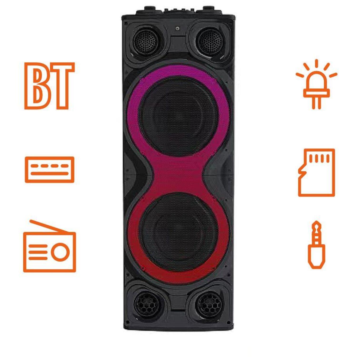Manta Караоке колонка SPK1204X800D, 800W, 2x входа для микрофона, Bluetooth, AUX, USB, SD, LED подсветка (SPK1204X800D)