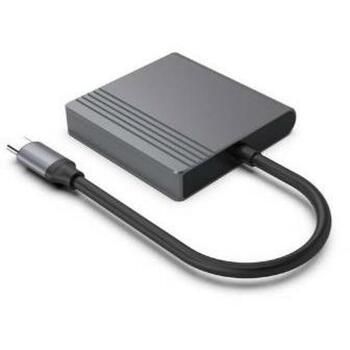 Gembird USB адаптер A-CM-HDMIFDPF-01 4K 60Hz, 1 HDMI, 1 DisplayPort, 1 USB-C, черный (A-CM-HDMIFDPF-01)