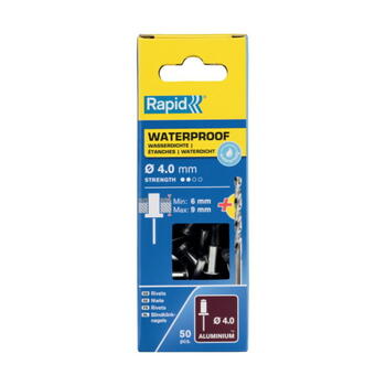 Rapid 5000400 ūdensnecaurlaidīgas kniedes 4,0x12mm, 50gab + urbis komplektā (5000400)