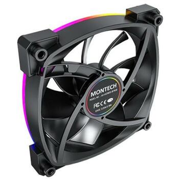Montech Datora korpuss ventilators AX120 PWM BLACK 3 IN 1, 120mm, 720-1760RPM, 27dB, 3x4PIN, RGB apgaismojums (AX120 PWM BLACK 3 IN 1)