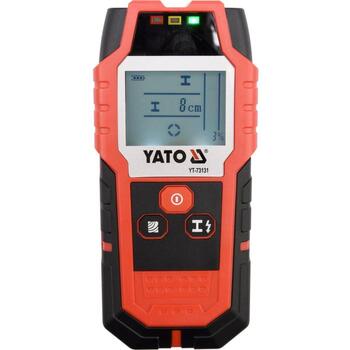 Yato Детектор профилей YT-73131, 20 мм, 80 мм, 60 мм, 50 мм, ЖК-дисплей, светодиодные индикаторы, звуковой сигнал, батарея 9V 6F22 (YT-73131)