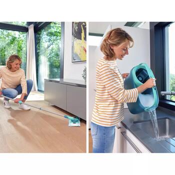Leifheit Clean Twist M Ergo Mobile 1052121, grīdas uzkopšanas komplekts, 110-140cm, 360° rotācija, mikrošķiedras lupata (1052121)