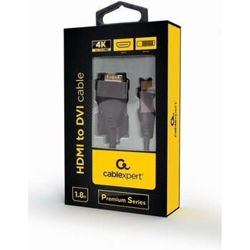 Gembird Видео кабель адаптер CC-HDMI-DVI-4K-6, длина 1.8 м, HDMI Type A, DVI, разрешение 3840 x 2160, золотые разъемы (CC-HDMI-DVI-4K-6)