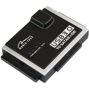 Media-Tech SATA/IDE USB адаптер MT5100, USB 3.0, 3 устройства, черный, SATA 22pin, PATA 44pin, PATA 40pin, USB Type B (MT5100)