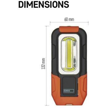 Emos LED Лампа для Работы P3888, 180 lm, 3x AAA, COB LED 100 %, COB LED 50 %, 2 режима (P3888)