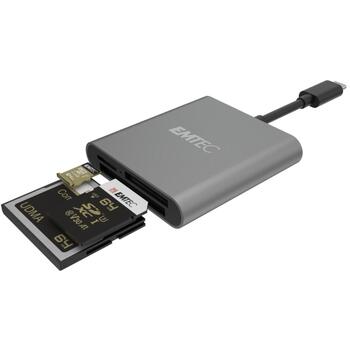 Emtec кардридер Type-C ECCAREADT610C, USB 3.0, Micro SD, SD, CF карты (ECCAREADT610C)
