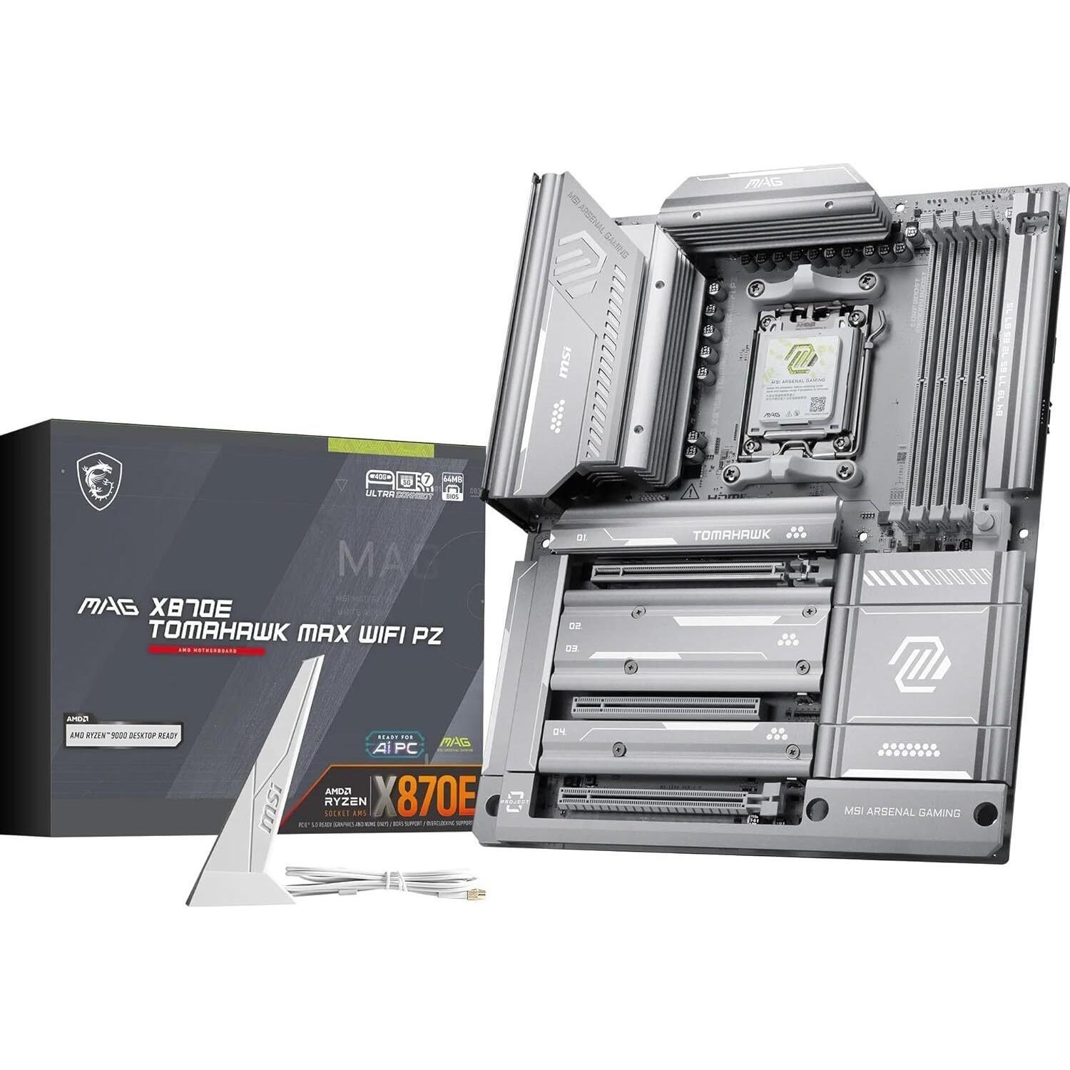 Msi Материнская плата MAG X870E TOMAHAWK MAX WIFI PZ, 4xSATA-600, 4xM.2, 4xDDR5, 1xHDMI, 6xUSB 3.x, 3xPCIe 16X (MAG X870E TOMAHAWK MAX WIFI PZ)