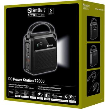 Sandberg DC elektrostacija 421-22, 72000 mAh, 270 Wh, 2xUSB-C, 2xUSB-A, 1xDC 9.6V-12.6V, MPPT, ātrā uzlāde (421-22)