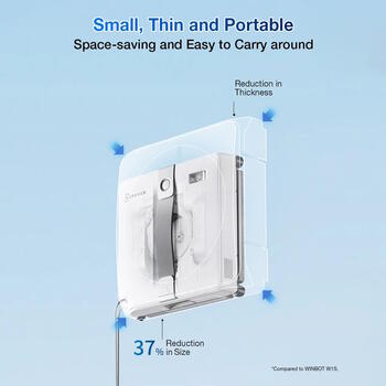 Ecovacs WINBOT Mini робот для мойки окон компактный автоматический многоэтапная очистка страховочный трос белый (WINBOT MINI)