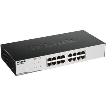 D-Link коммутатор GO-SW-16G/E, 16x 10/100/1000 Мбит/с, 32 Гбит/с, L2, неуправляемый, 1U, черный, металл (GO-SW-16G/E)