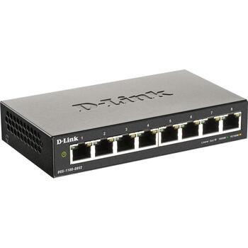 D-Link коммутатор DGS-1100-08V2/E, 8x 10/100/1000, 16 Гбит/с, L2, управляемый, настольный, внешний блок питания, безвентиляторный (DGS-1100-08V2/E)